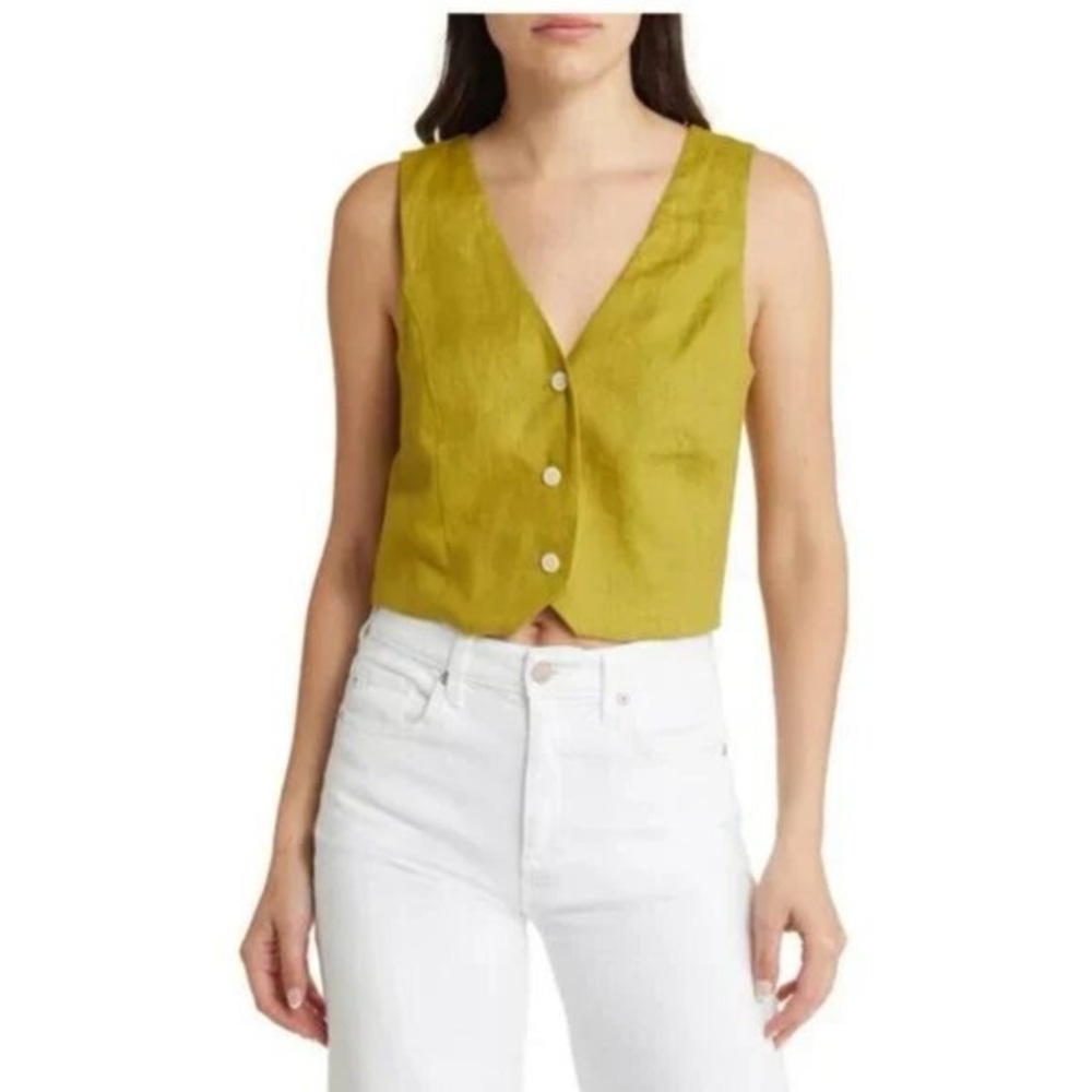 Madewell Linen Katrina Cropped Vest Top Womens Size 0